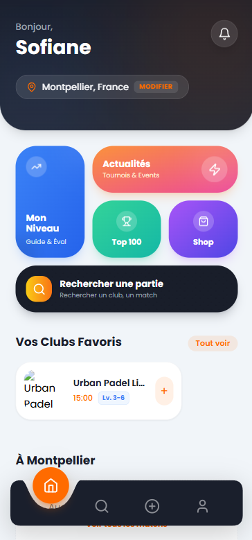 Match Padel App Interface